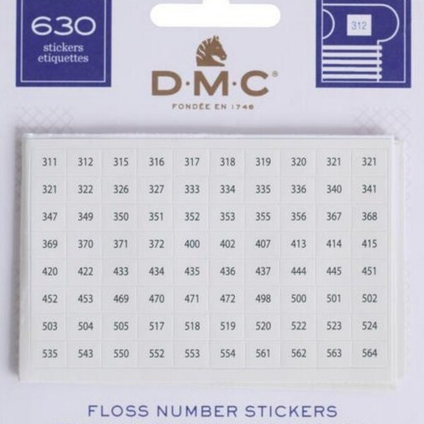 DMC, Floss, Number, Stickers, Needle Arts, Stitching, Notions,Organization,craft supplies, labels, diamond painting,cross stitch, embroidery