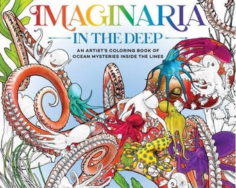 Imaginaria, In The Deep, Coloring Book, Simon Mendez, coral reefs, anemones, ocean, sea,hand-drawn, underwater, turtles, starfish, sharks