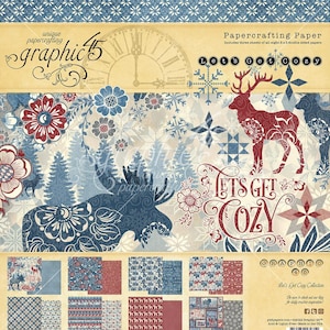 Let's Get Cozy, Grafik 45, doppelseitig, Papierblock 20,3 x 20,5 cm 24 / Pkg, Papierhandwerk, Kartenherstellung, Weihnachten, Winter, Tags, Scrapbooks, Zeitschriften, Urlaub
