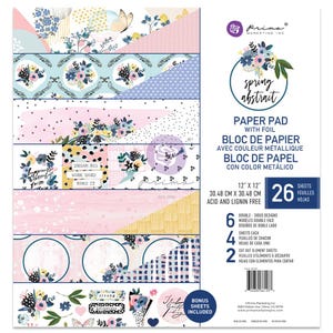 Spring Abstract, Doppelseitiger Papierblock 12 "X12" 26 / Pkg, Prima Marketing, irisierender folierter Karton, Karten, Tags, Mini-Alben, Layouts