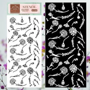 Pochoir Stamperia 4,72 x 9,84 po, Créez le bonheur de souhaiter la bienvenue à la maison Fleurs, travaux manuels en papier, scrapbooking, cartes de voeux, techniques mixtes, encres, brumes, peintures