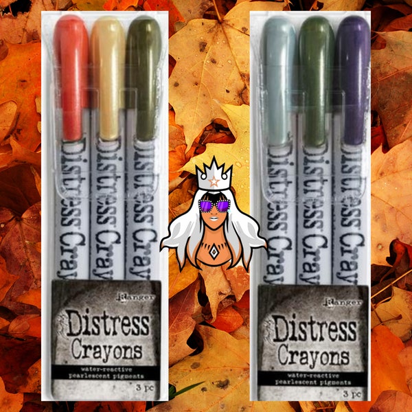 Tim Holtz, Distress Crayon, Pearl Set, Halloween, Ranger, shimmer,paper crafts, mixed media, Limited Edition, backgrounds, watercolor,create