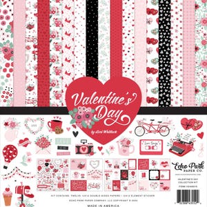 Valentinstag,Echo Park Collection Kit 12 "X12", doppelseitig, Aufkleber, Scrapbookseiten, Grußkarten, Lesezeichen, Geschenkkarten, Mixed Media