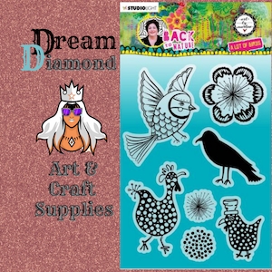 Back To Nature, Clear Stamps,Art By Marlene, Studio Light,pájaros,flores,suministros de artesanía,fabricación de tarjetas,álbum de recortes,artesanías de papel,técnicas mixtas,agua