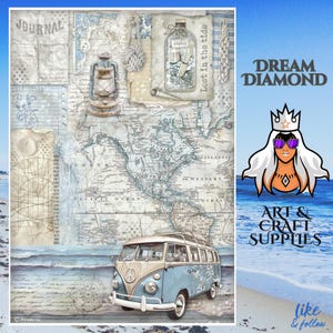 Stille See Van, Stamperia, Reis Papierbogen A4, Meer, Landkarte, Sommer, Reise, home decor, Papierhandwerk, Journale, Karten, tags, Scrapbook, Strand