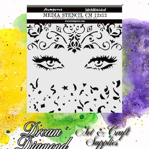 Masquerade Eyes, Stamperia Stencil 4.72&quot;X4.72&quot;, paper crafts, scrapbooks, card making, mixed media, journals, inks, mists, paints, tags