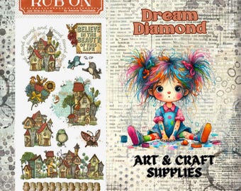 Houses,  Furry Friends Rub-On 4"X8.5", by Stamperia Intl