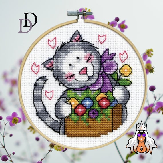Cat,counted, Cross Stitch, Kit, 4 Round,design Works, Needle Arts,embroidery,craft  Supplies,diy,bird,14 Count Aida, Floss,quality Materials 