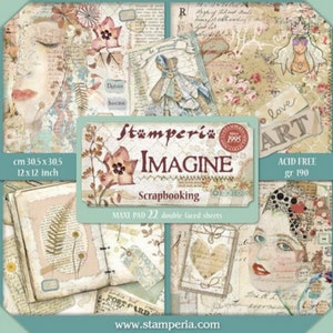 Stamperia, Doppelseitiger Papierblock 12 "X 12" 22 / Pkg, Papierhandwerk, Bedruckter Karton, Kartenherstellung, Scrapbook, Journal, Mischtechnik, Stellen Sie sich vor