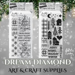 Tim Holtz, carimbos e estênceis de mídia mista, festivo, Natal, boneco de neve, tintas, sprays, artesanato em papel, inverno, fabricação de cartões, etiquetas, diários