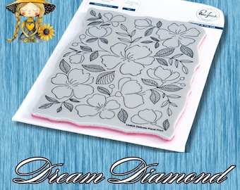 Estampa floral delicada, carimbo de fundo de borracha adesiva A2, Pinkfresh Studio, artesanato em papel, fabricação de cartões, álbuns de recortes, mídia mista, diários, papelaria