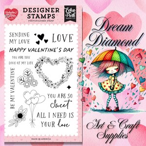 Valentine's Day, Stamps, Floral Heart Wreath, Echo Park, journals, planners, card making, scrapbooks, collages, mixed media, love, tags