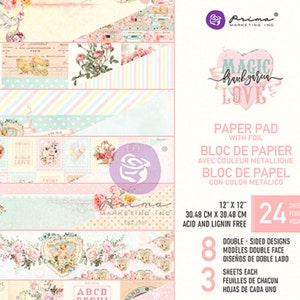 CLEARANCE, Magic Love,Double-Sided Paper, Paper Crafts, Prima Marketing, Frank Garcia,scrapbook, card making,journal,mixed media, stationary