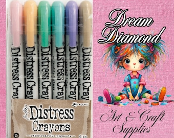 Tim Holtz, Distress Crayon Set, paper crafts, mixed media, vibrant, Stamping, Pens, Markers, Pencils, backgrounds, water coloring, smudge