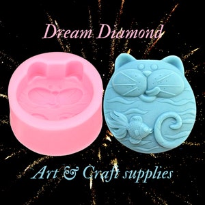Cat,fish,sillicone mold,kitten, lunch,goldfish,resin,epoxy,soap making,candle making,jewery making,gift making,pet,craft supplies,art suppli