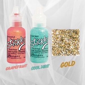 Pegamento con brillantina Ranger Stickles de 0,5 oz, adornos, manualidades de papel, proyectos de arte, brillo, tarjetas, cartas, sobres, festividades, decoraciones para fiestas