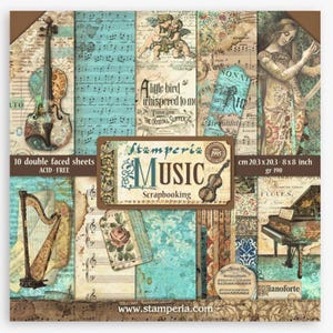 Musik, Doppelseitiger Papierblock 20,3 x 20,5 cm 10 / Pkg, Stamperia, Scrapbooking, Papierhandwerk, Kartenherstellung, Journale, Tags, Inspiration, Inspiration, Violine