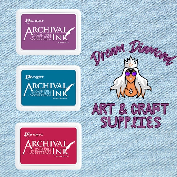 Ranger Archival Ink Pad, Stamping,Red,wine, blue,lake,purple, permanent,no bleed, Acid-free, non-toxic, fade resistant, water resistant, art