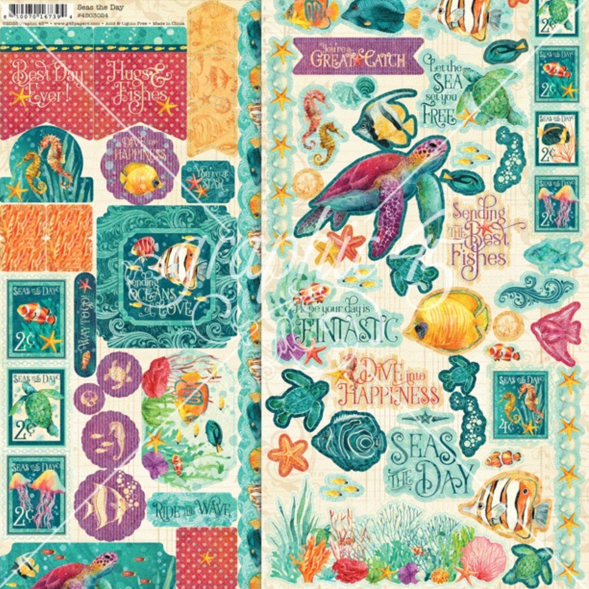 Seas the Day, Graphic 45, Sticker Set, Ocean, Beach, Paper Crafts