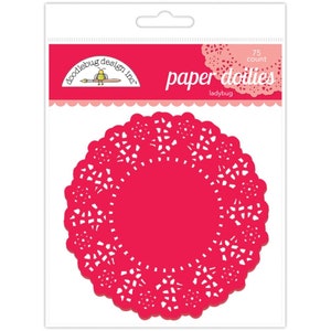 Coccinelle, Rouge, Napperons 4.5" 75/Pkg, Doodlebug, artisanat en papier, journaux, albums, techniques mixtes, journal d'art, étiquettes, cartes, artisanat de Noël, Saint-Valentin