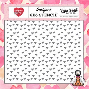 Valentine's Day Stencil 6"X6", Bubbly Hearts, Echo Park, paper crafts, mixed media,journals, scrapbooks,card making, tags, kids crafts, love