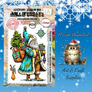 Saco de alegría, juego de sellos, manualidades de papel, etiquetas, Navidad, Papá Noel, diarios, fabricación de tarjetas, técnica mixta, álbumes de recortes, tinta, juguetes, estrella, vacaciones
