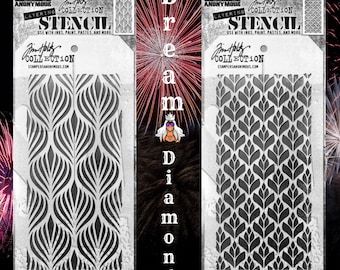 Tim Holtz, Stencil 4.125"X8.5", paper crafts, Stamping, Embossing, Tools, Accessories, ink, paint, journals, planners, card making, collage