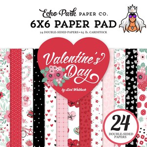 "Echo Park, doppelseitiger Papierblock 15,2 cm x 15,5 cm, Valentinstag, Kartengestaltung, Scrapbooking, Journals, Mixed Media, Urlaub Dekor, Tags, Taschen, altered art
