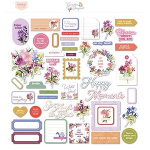 Pinkfresh, Cardstock Die-Cuts, Ephemera Pack, paper crafts, card making,scrapbook,journals,Albums, tags, Garden, Bouquet,floral,art supplies