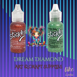 Stickles, pegamento con brillantina de 0.5 oz, Ranger, adornos, manualidades de papel, brillo, tarjetas de felicitación, cartas, sobres, fiestas, decoración, álbumes de recortes