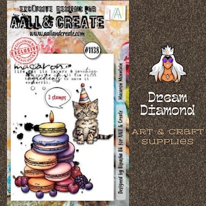 Macaron Mountain, Clear Stamp Set, Exklusiv, Kartenherstellung, Papierhandwerk, Kätzchen, Katze, Kekse, Journal, Scrapbooks, Tinte, Mischtechnik, Geburtstag