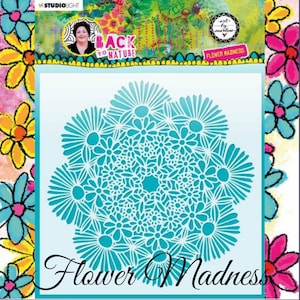 Plantilla, Art By Marlene, Back To Nature, 7.87X7.87, Técnica mixta, materiales para manualidades, diario de arte, flores, pétalos, pintura, tinta, textura, álbum de recortes, fondo