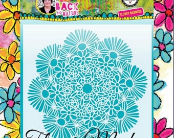 Stencil,Art By Marlene, Back To Nature, 7.87X7.87,Mixed media,craft supplies,art journal,flowers,petals,paint,ink,texture,scrapbook,backgrou