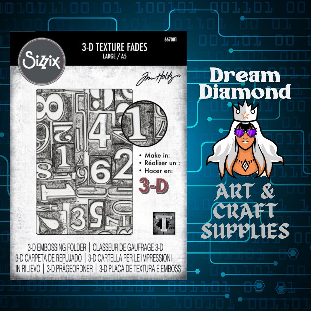 Numbered, Sizzix 3D Texture Fades A5 Embossing Folder by Tim Holtz - Etsy