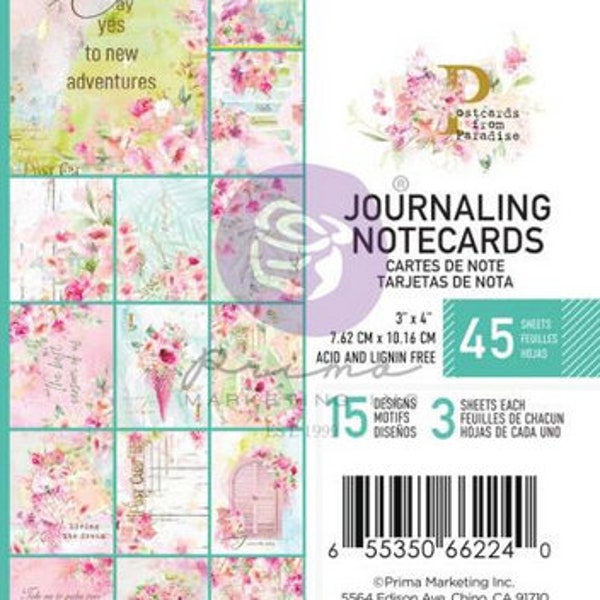 Journaling Cards, Postcards From Paradise,Prima Marketing,quotes,tropical,exotic, paper crafts,scrapbooks,mixed media,birds,floral,pink,blue