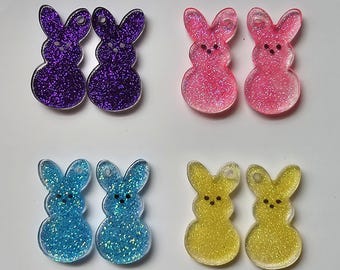 Easter Bunny Earrings, cute Earrings, Pink Bunny, Purple Bunny, Yellow Bunny, Blue Bunny, Easter Basket Stuffers, Easter Gift, peeps earring