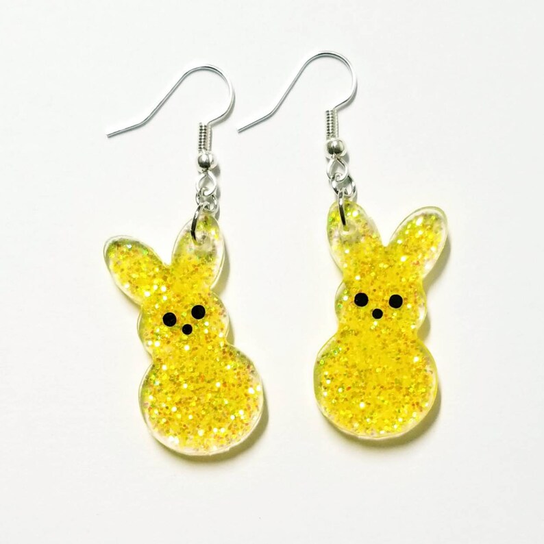 Easter Bunny Earrings Peep Earrings Pink Bunny Purple Etsy