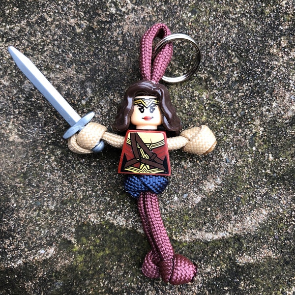 The original Wonderwoman paracord buddy keychain keyring Made to order.