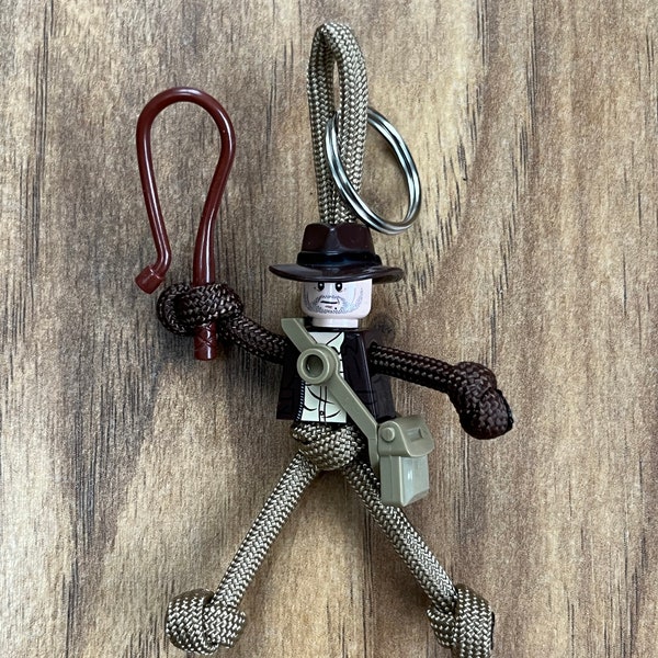 The original Indiana Jones paracord buddy keychain keyring Made to order.