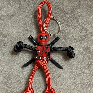 The original Deadpool paracord buddy keychain keyring Made to order.