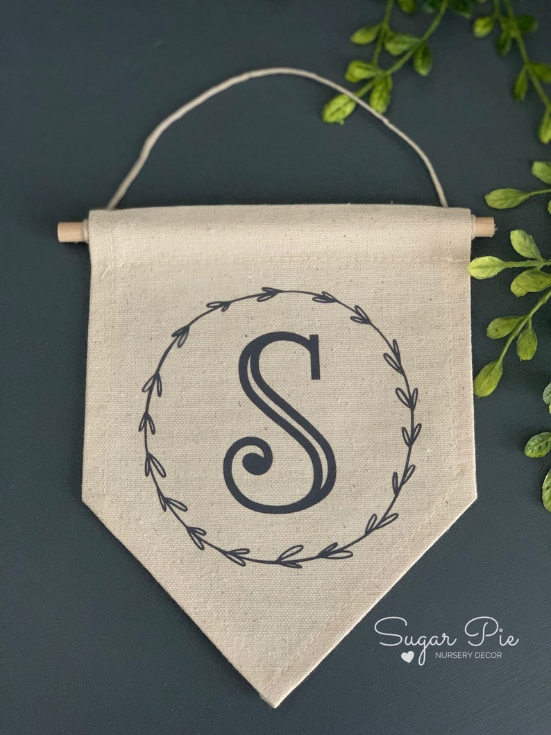 Small Wall Hanging Canvas Banner Custom Initial Etsy