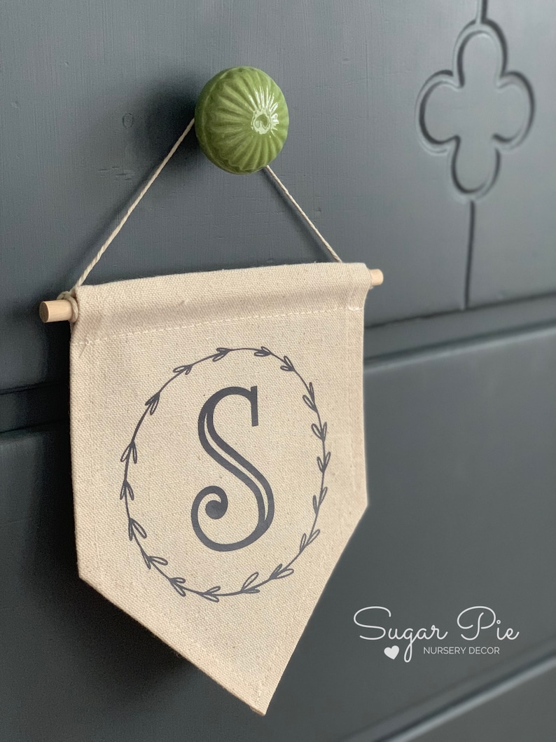 Small Wall Hanging Canvas Banner Custom Initial Etsy