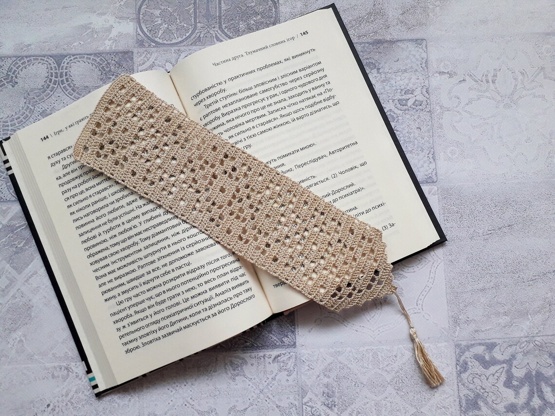 Crochet bookmark with tassel Large bookmarker Book lover gift Etsy