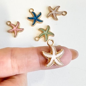 8 pcs Alloy Enamel Pendants Starfish Charm, Ocean Theme Charms, Ocean Pendant, Starfish Charms, Mixed Color Starfish, Sea Craft Supplies