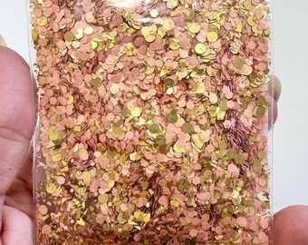 Mezcla de purpurina gruesa color melocotón dorado, purpurina Cosmic Energy, mezcla de purpurina para rostro, cuerpo, cabello y uñas, purpurina para resina y vasos, proveedor de purpurina para manualidades