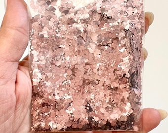 Mezcla de purpurina gruesa de oro rosa, purpurina de energía cósmica, mezcla de purpurina para rostro, cuerpo, cabello, uñas, purpurina para resina de vaso, proveedor de purpurina para manualidades.