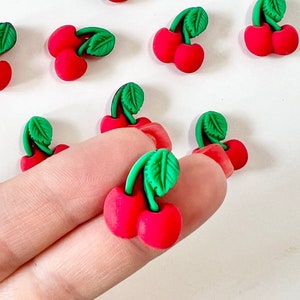 10 pcs Cherry Resin Cabochons, Rustic, Kawaii Miniature, Cherry, Plastic Cherry, Resin Cabochons, Food Cabochon, Flatback Cherry Cabochon