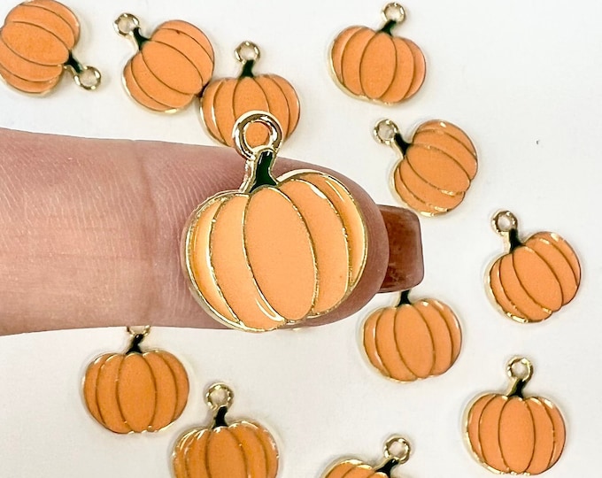 10 pcs Pumpkin Charms, Enamel, Halloween, Fall Season, DIY Crafts, Thanksgiving Charms, Small Bracelet Charms, Halloween Charms, Fall Charms
