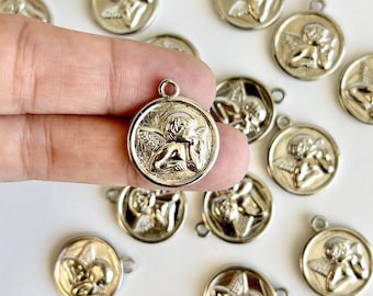 10 Stück Engel Charms, Halo Charms, Engel Anhänger, viktorianische Engel, Engel Charms, Silber Engel, Engel Anhänger, Zubehör, Engel Geschenke