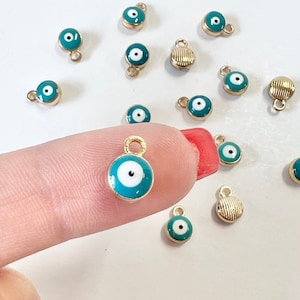 10 pcs Sky Blue Evil Eye Charms, Jewelry Supplies, Evil Eye Luck Charm, Evil Eye Pendant, Mini Evil Eye Bracelet Charm, Charm Jewelry Making